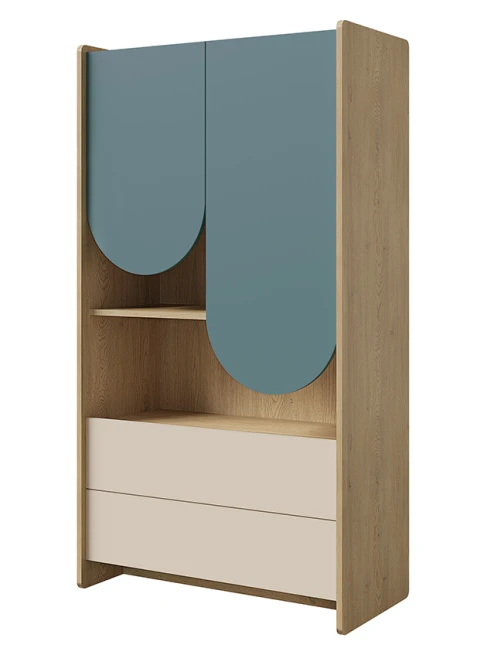 Knihovna Leya R6 dub cremona/macadamia/mořská modrá