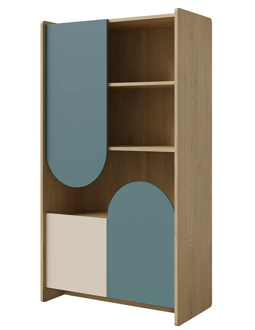 Knihovna Leya R7 dub cremona/macadamia/mořská modrá