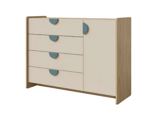 Komoda Leya R9 dub cremona/macadamia/mořská modrá