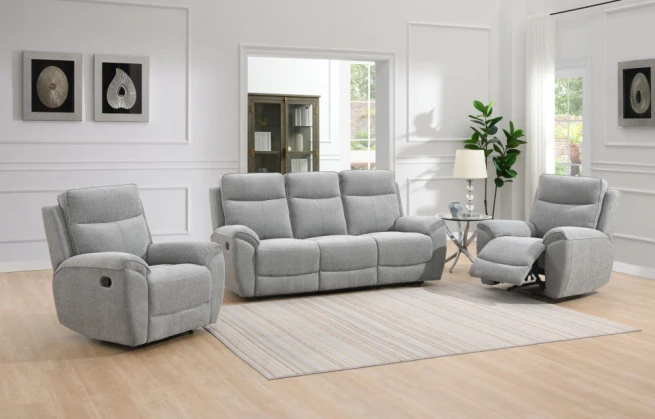 Polohovací sedací souprava Doncaster 3+1+1 075 světle šedá