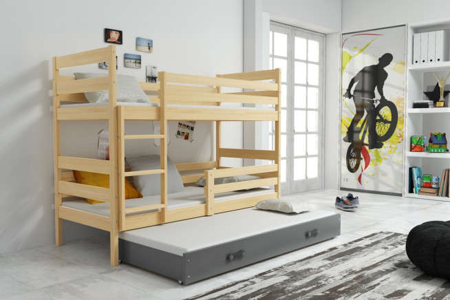 Patrová postel s přistýlkou Norbert borovice/grafit