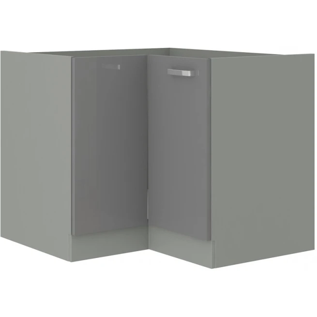 Rohová kuchyňská skříňka Garid 90x90 ND 2F BB šedý lesk / šedá