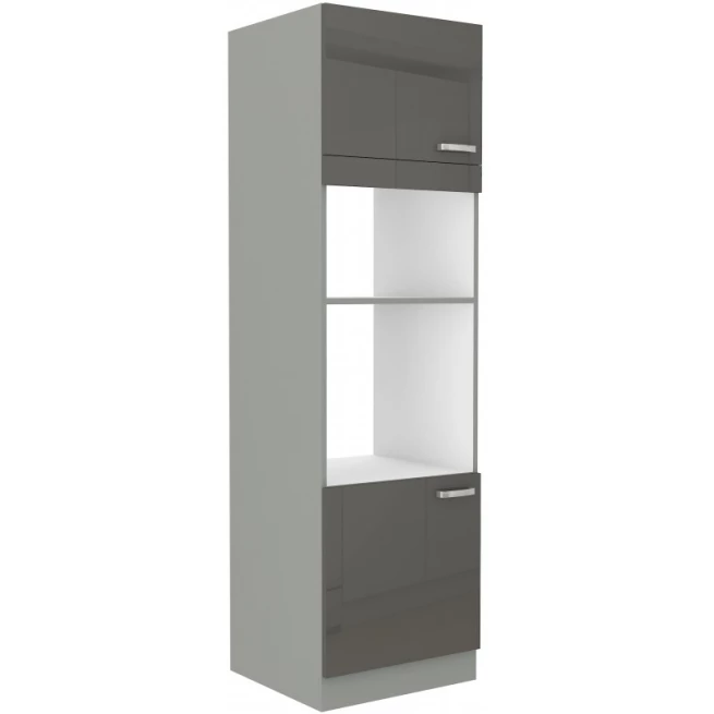Kuchyňská skříň Garid na mikrovlnku a troubu 60 DPM 210 2F šedý lesk / šedá