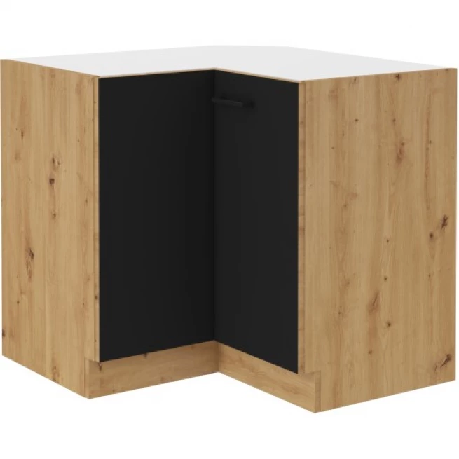 Rohová kuchyňská skříňka Molly 90x90 ND 2F BB černá / dub artisan