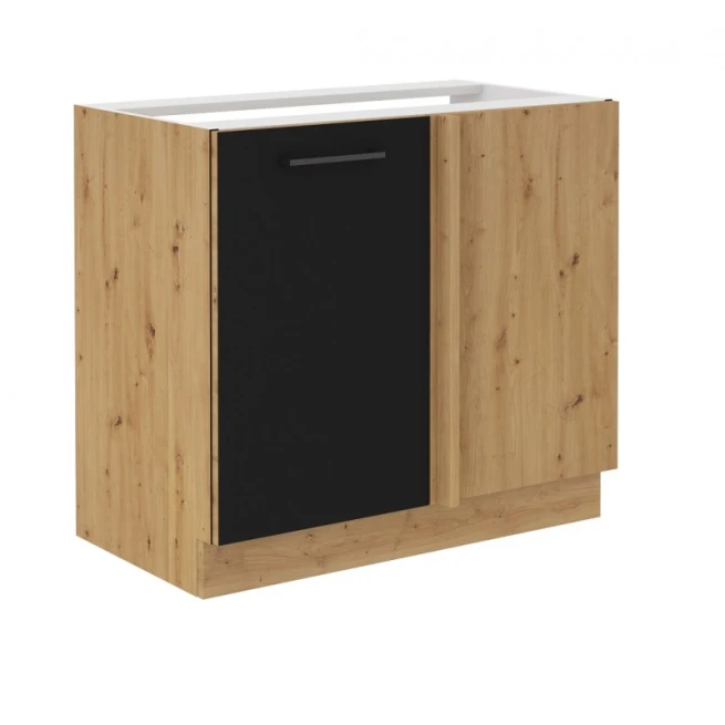 Rohová spodní kuchyňská skříňka Molly 105-DN-1F černá / dub artisan