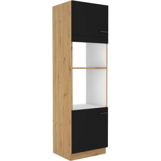 Kuchyňská skříň Molly na mikrovlnku a troubu 60 DPM 210 2F černá / dub artisan