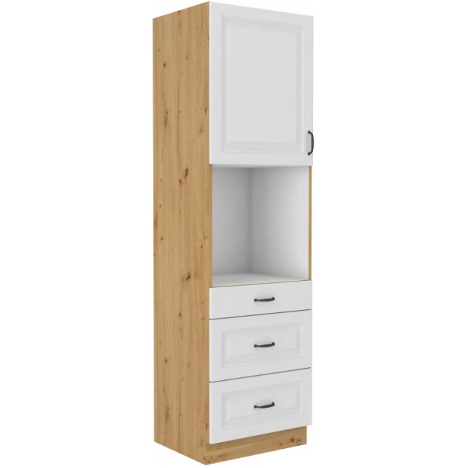 Kuchyňská skříň Stipe na vestavenou troubu 60 DPS 210 3S 1F bílá / dub artisan