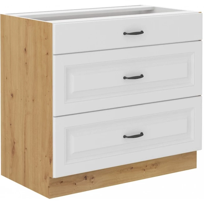 Kuchyňská skříňka Stipe 80 D 3S BB bílá / dub artisan