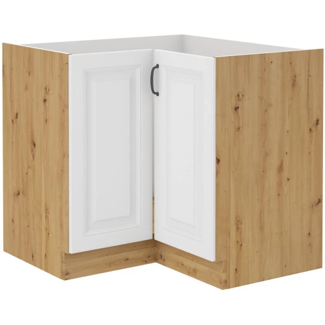 Rohová kuchyňská skříňka Stipe 90x90 ND 2F BB bílá / dub artisan