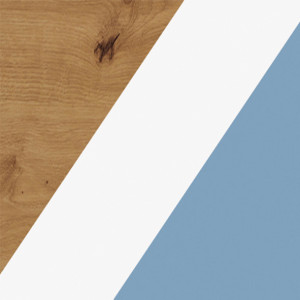 dub artisan/bílá/modrá