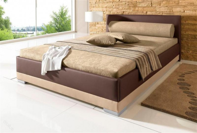 Čalouněná postel Modul 120x200 - šedá s bílým pruhem