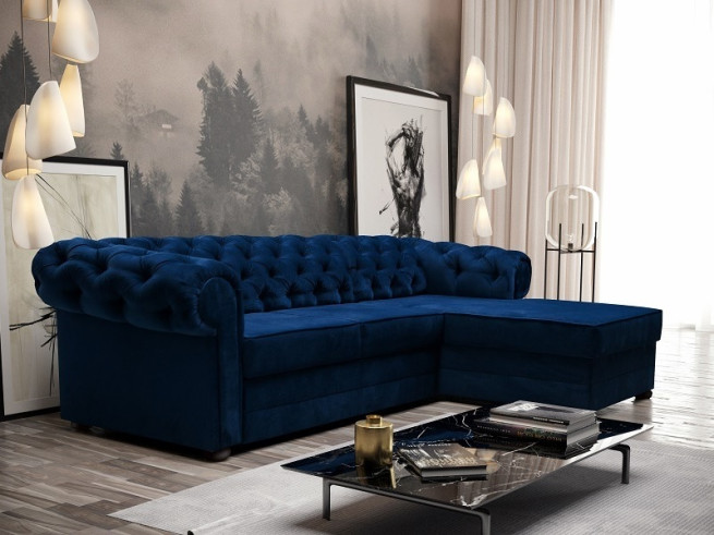 Rohová sedací souprava pravá - Valentino modrá