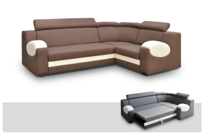 Sedací souprava rohová Amber hnědobílá