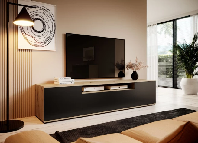 TV skříňka Log 200 dub artisan / černá