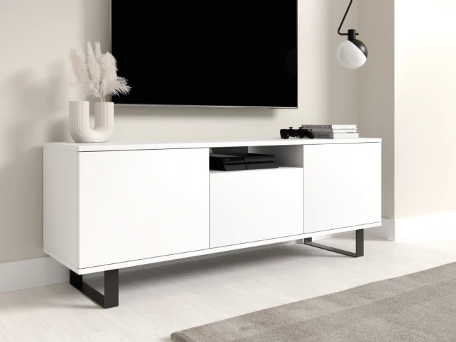 TV skříňka Log 150 bílá - kovové nohy
