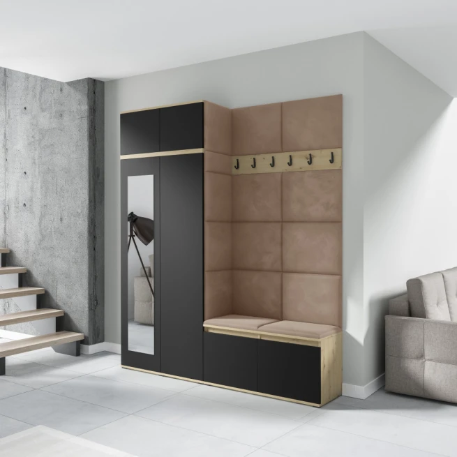 Předsíňová stěna Emi 19 - dub artisan / černá