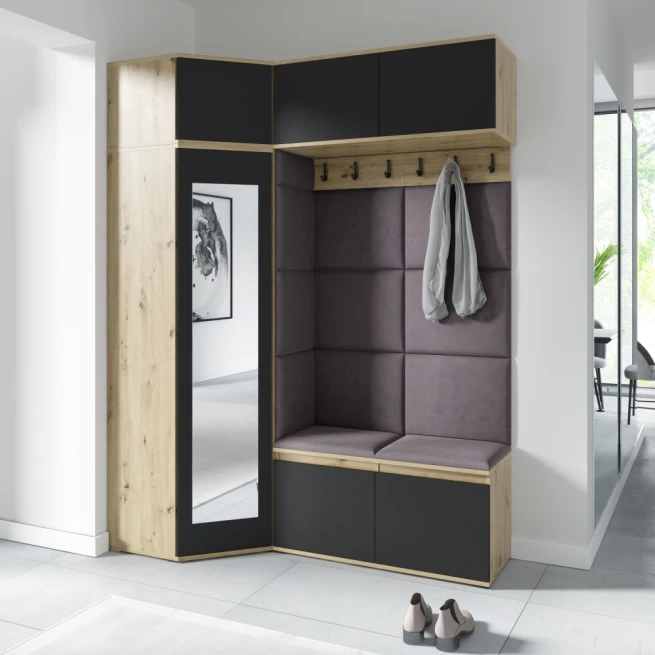 Předsíňová stěna Emi 38 - dub artisan / černá