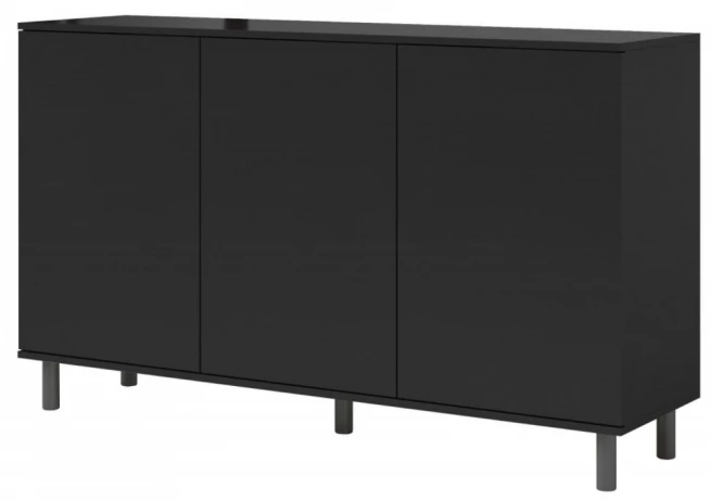 Komoda 3D Log černá - kulaté kovové nohy
