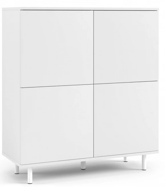 Komoda 4D Log bílá - kulaté kovové nohy