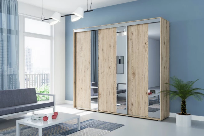 Šatní skříň Aza A29 – šířka 250 / 278 CM